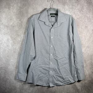 Lauren Ralph‎ Lauren Dress Shirt Mens Size 16.5 34/35 Black White Plaid Slim Fit